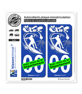 Surfeur - White | Autocollant plaque immatriculation