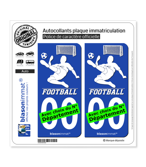 Footballeur - White | Autocollant plaque immatriculation