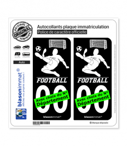 Footballeur - White | Autocollant plaque immatriculation (Fond Noir)