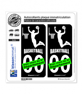 Basketteur - White | Autocollant plaque immatriculation (Fond Noir)