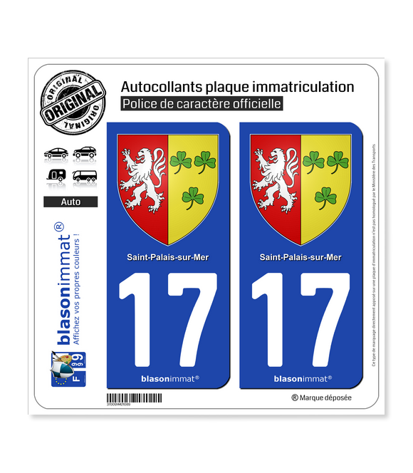 17 Saint-Palais-sur-Mer - Armoiries | Autocollant plaque immatriculation