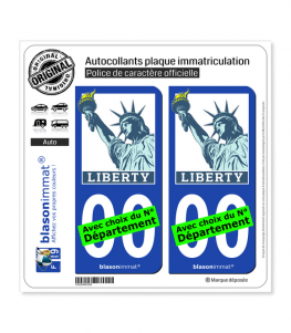 Liberty - Statue Liberté | Autocollant plaque immatriculation