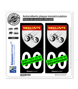 Bouliste - Blason | Autocollant plaque immatriculation (Fond Noir)