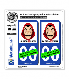 La Casa de Papel - Masque | Autocollant plaque immatriculation