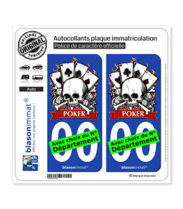PokerMania - Skull | Autocollant plaque immatriculation