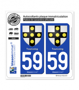59 Tourcoing - Armoiries | Autocollant plaque immatriculation