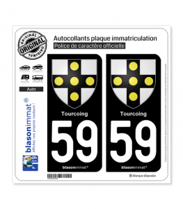 59 Tourcoing - Armoiries | Autocollant plaque immatriculation