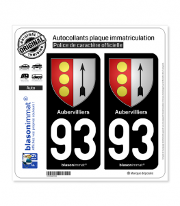 93 Aubervilliers - Armoiries | Autocollant plaque immatriculation