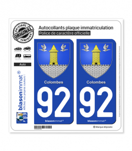 92 Colombes - Armoiries | Autocollant plaque immatriculation