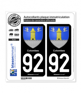 92 Colombes - Armoiries | Autocollant plaque immatriculation