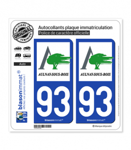 93 Aulnay-sous-Bois - Ville | Autocollant plaque immatriculation