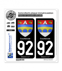 92 Courbevoie - Armoiries | Autocollant plaque immatriculation