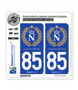 85 La Roche-sur-Yon - Ville impériale | Autocollant plaque immatriculation