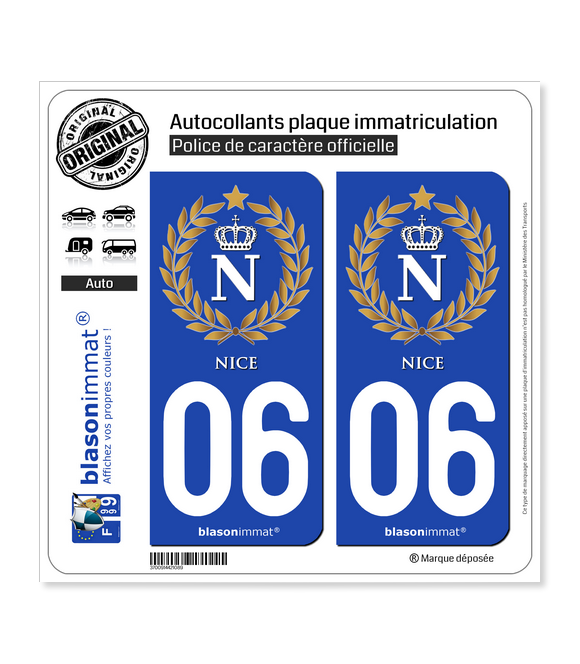 06 Nice - Ville impériale | Autocollant plaque immatriculation