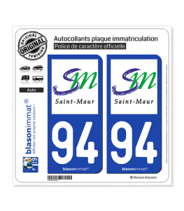 94 Saint-Maur - Ville | Autocollant plaque immatriculation