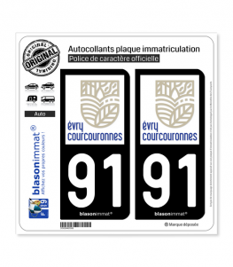 91 Évry-Courcouronnes - Ville | Autocollant plaque immatriculation