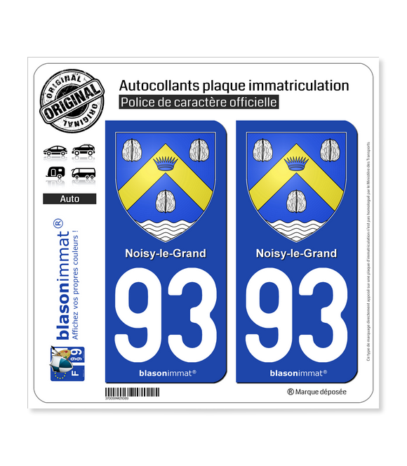 93 Noisy-le-Grand - Armoiries | Autocollant plaque immatriculation