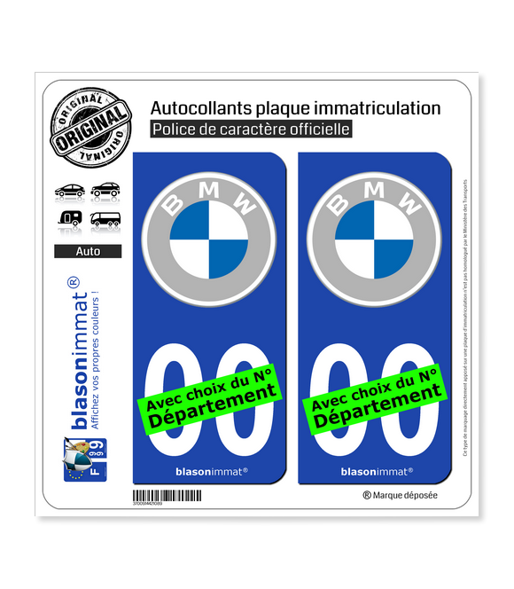 BMW - Macaron White-Grey | Autocollant plaque immatriculation