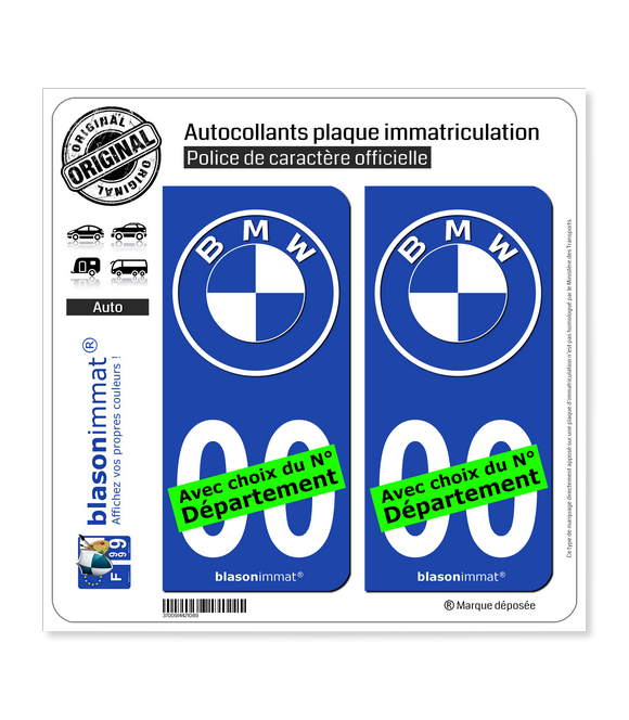BMW - White | Autocollant plaque immatriculation