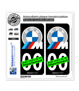 BMW - Motorsport White-Grey | Autocollant plaque immatriculation (Fond Noir)