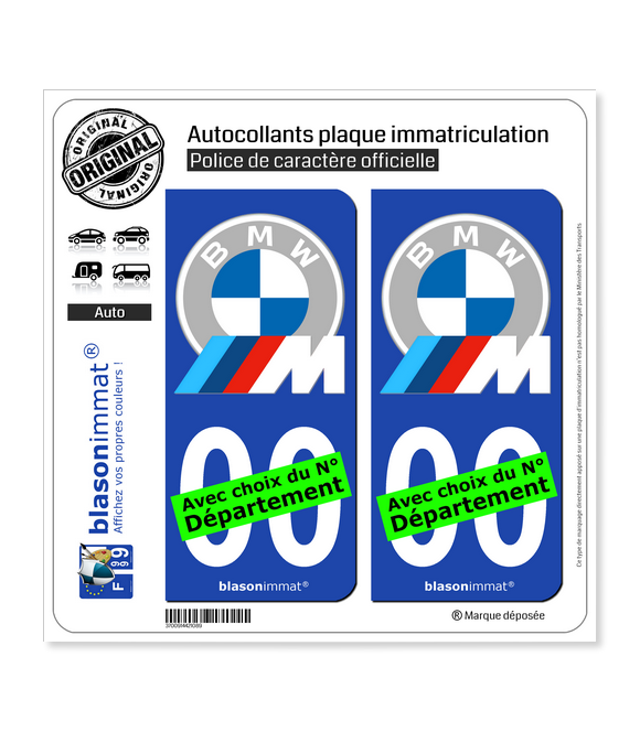 BMW - Motorsport White-Grey  Autocollant plaque immatriculation