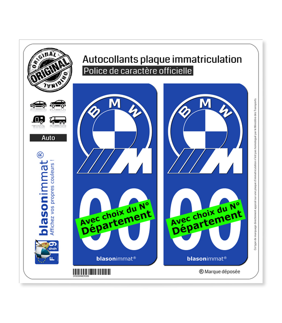 BMW - Motorsport White | Autocollant plaque immatriculation