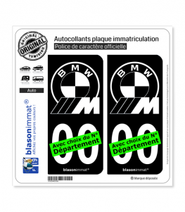 BMW - Motorsport White | Autocollant plaque immatriculation (Fond Noir)