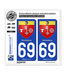 69 Vénissieux - Armoiries | Autocollant plaque immatriculation