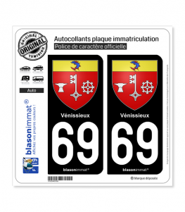69 Vénissieux - Armoiries | Autocollant plaque immatriculation