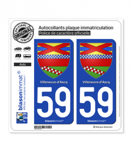 59 Villeneuve d'Asq - Armoiries | Autocollant plaque immatriculation