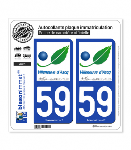 59 Villeneuve d'Asq - Ville | Autocollant plaque immatriculation