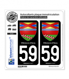 59 Villeneuve d'Asq - Armoiries | Autocollant plaque immatriculation