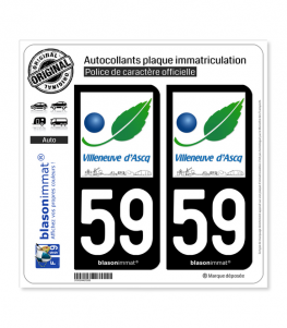 59 Villeneuve d'Asq - Ville | Autocollant plaque immatriculation