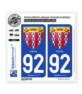 92 Clichy - Armoiries | Autocollant plaque immatriculation