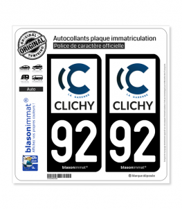 92 Clichy - Ville | Autocollant plaque immatriculation