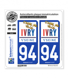 94 Ivry-sur-Seine - Ville | Autocollant plaque immatriculation