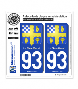 93 Le Blanc-Mesnil - Armoiries | Autocollant plaque immatriculation