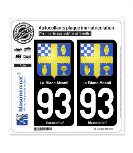 93 Le Blanc-Mesnil - Armoiries | Autocollant plaque immatriculation