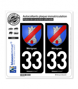 33 Mérignac - Armoiries | Autocollant plaque immatriculation
