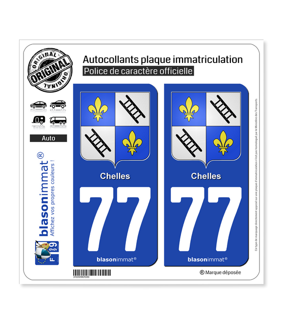 77 Chelles - Armoiries | Autocollant plaque immatriculation