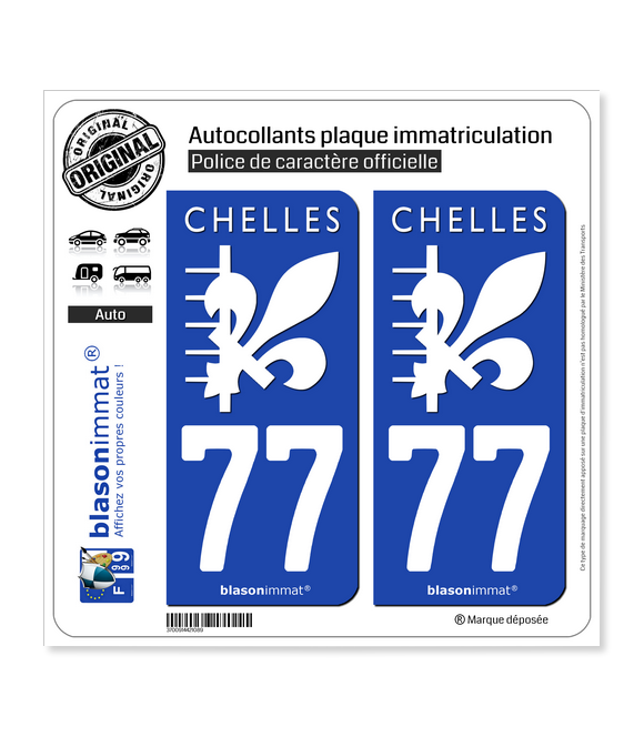 77 Chelles - Ville | Autocollant plaque immatriculation