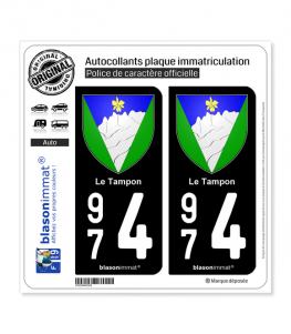 974 Le Tampon - Armoiries | Autocollant plaque immatriculation