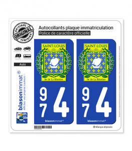 974 Saint-Louis - Ville | Autocollant plaque immatriculation