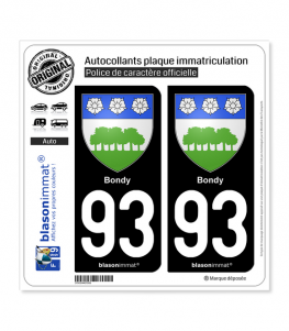 93 Bondy - Armoiries | Autocollant plaque immatriculation