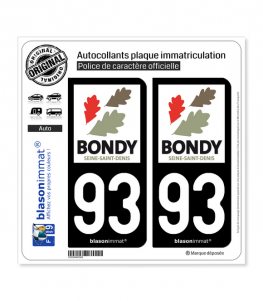 93 Bondy - Ville | Autocollant plaque immatriculation