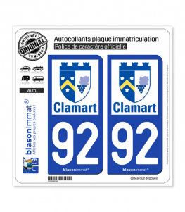 92 Clamart - Ville | Autocollant plaque immatriculation