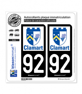 92 Clamart - Ville | Autocollant plaque immatriculation