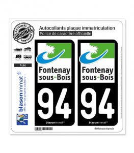 94 Fontenay-sous-Bois - Ville | Autocollant plaque immatriculation