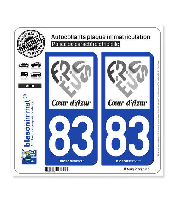 83 Fréjus - Coeur d'Azur | Autocollant plaque immatriculation