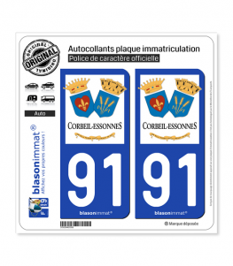 91 Corbeil-Essonnes - Ville | Autocollant plaque immatriculation